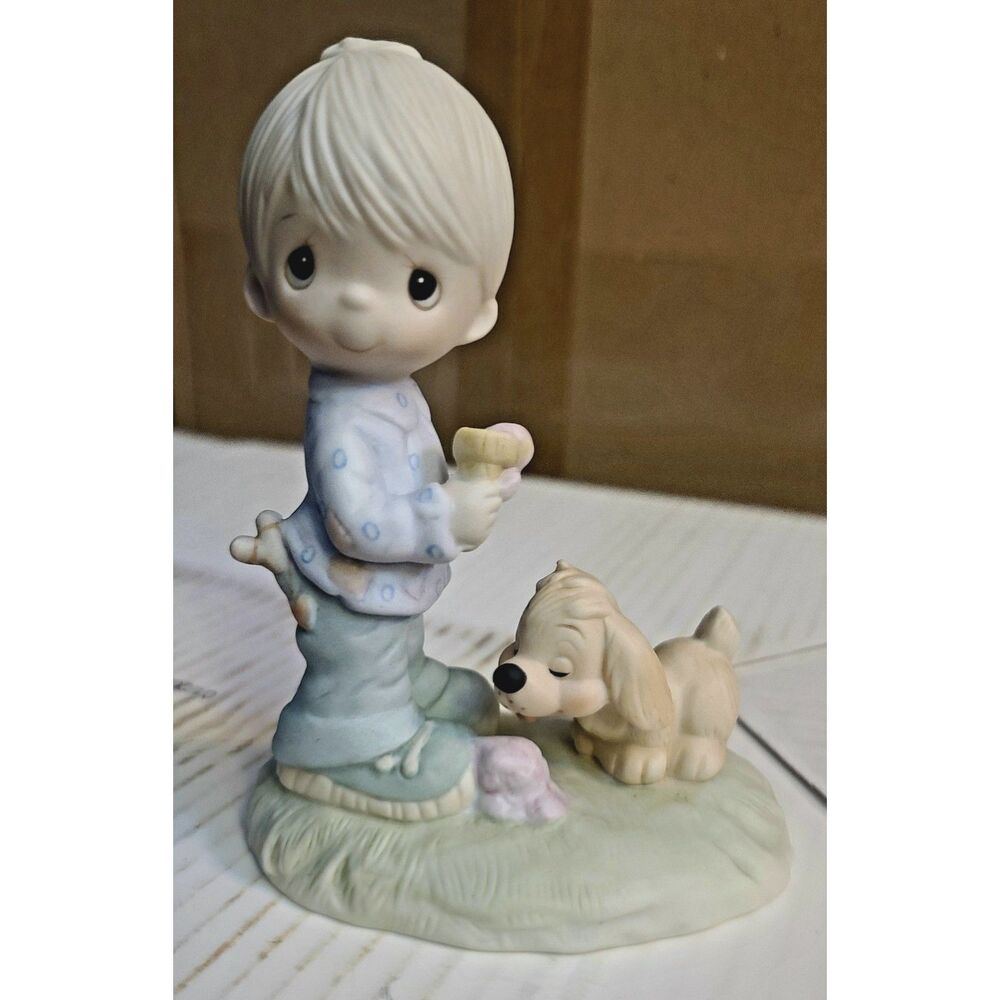 A Boy & His Dog Porcelain Figurine Jonathan & David 1978